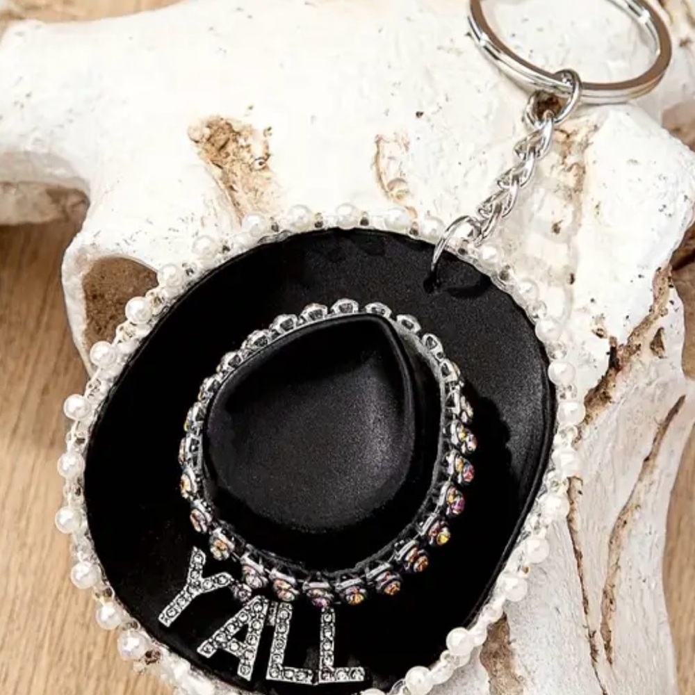 Black and Silver Cowboy Hat Keychain